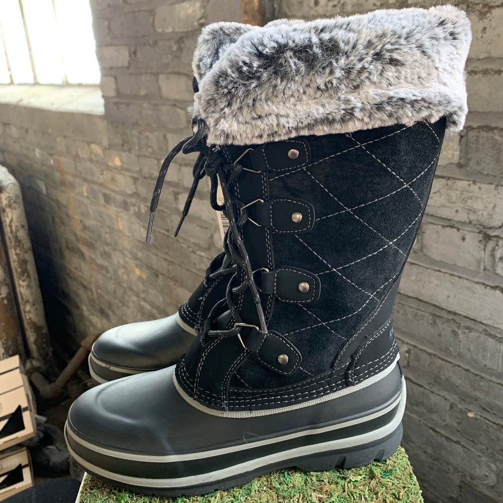 NIB Khombu Ellie Leather Winter Boot Black - Picture 5 of 8
